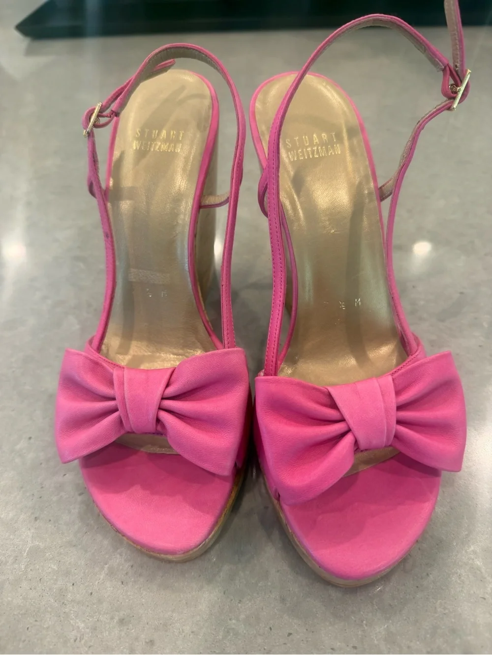 Stuart Weitzman Hot Pink Bow Slingback Heels